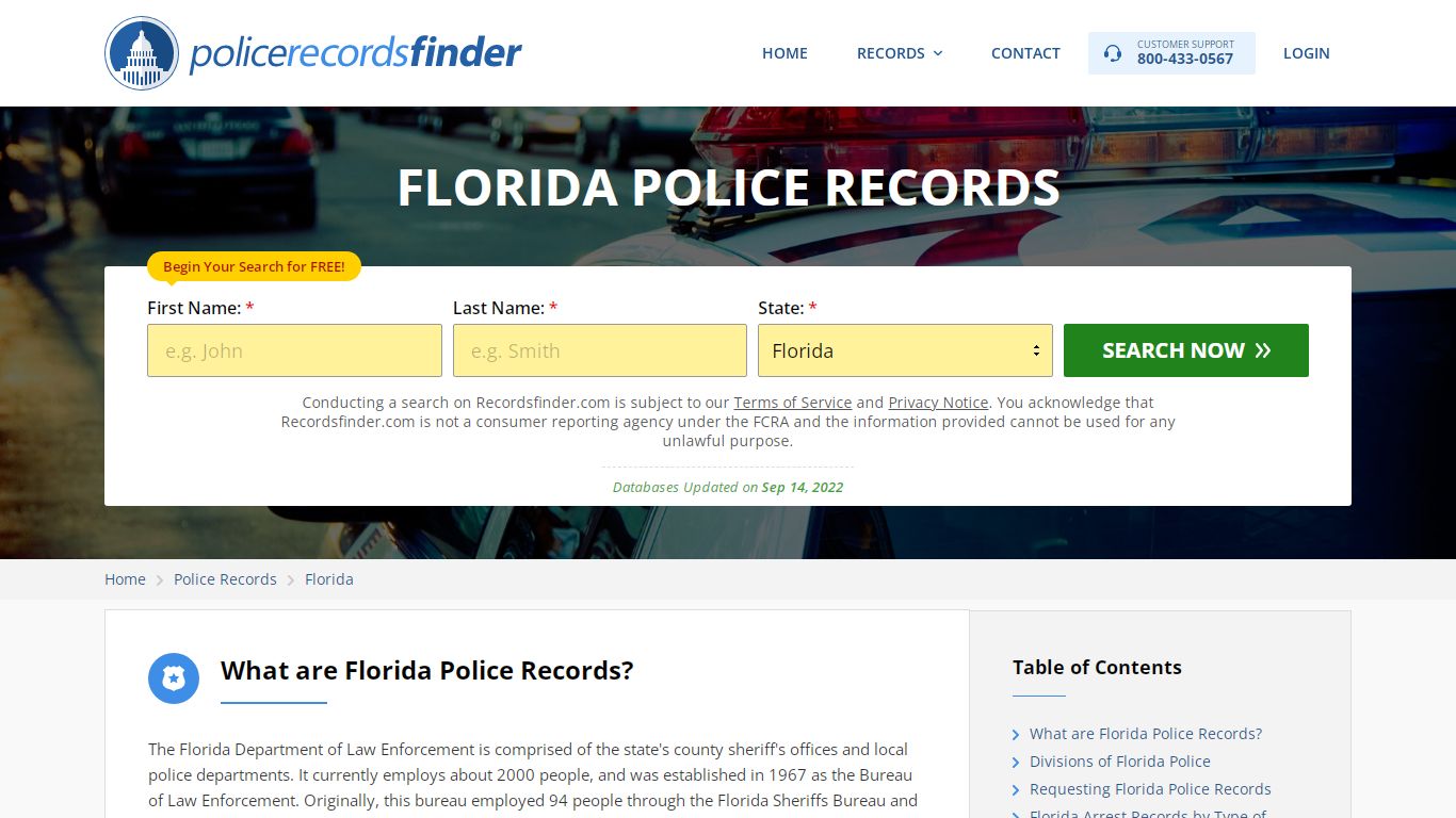 Florida Police Records Search & Police Departments Online - RecordsFinder